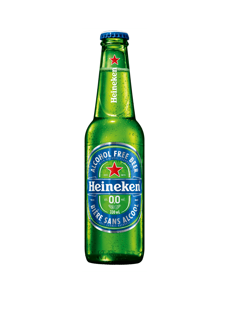 A green bottle of Heineken 0.0