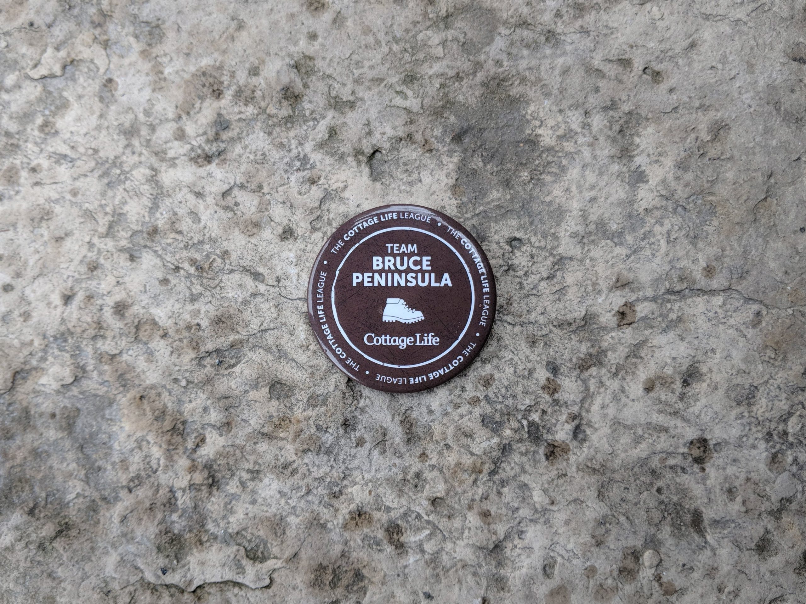 a button with the name Bruce Peninsula