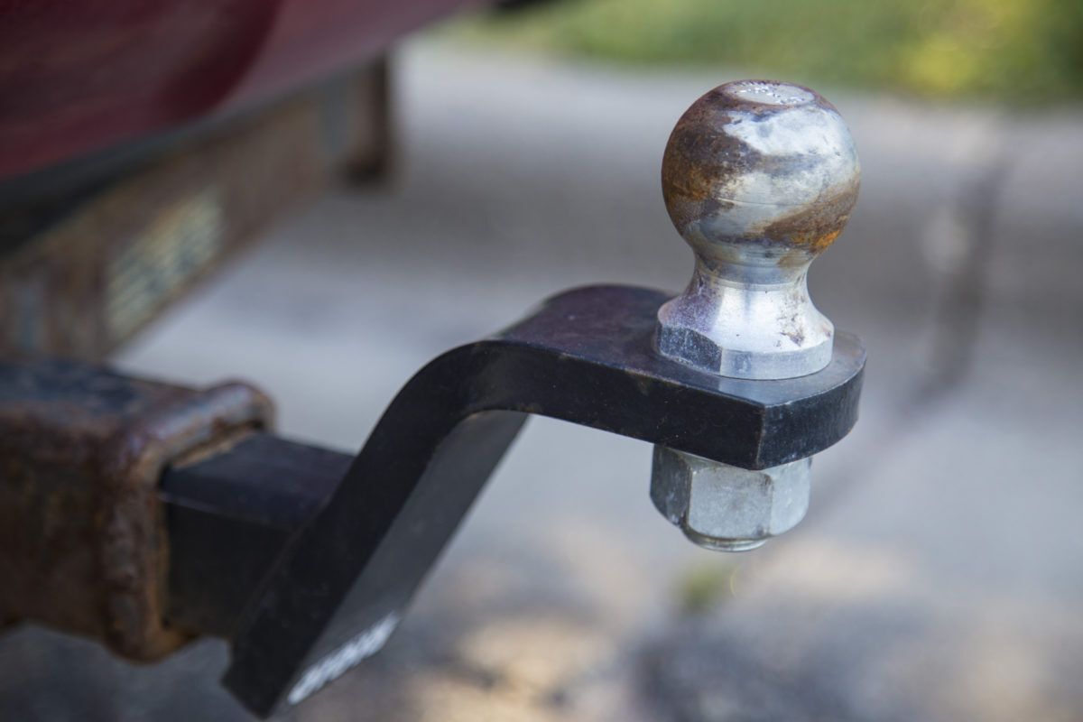 up close picture of a trailer hitch ball