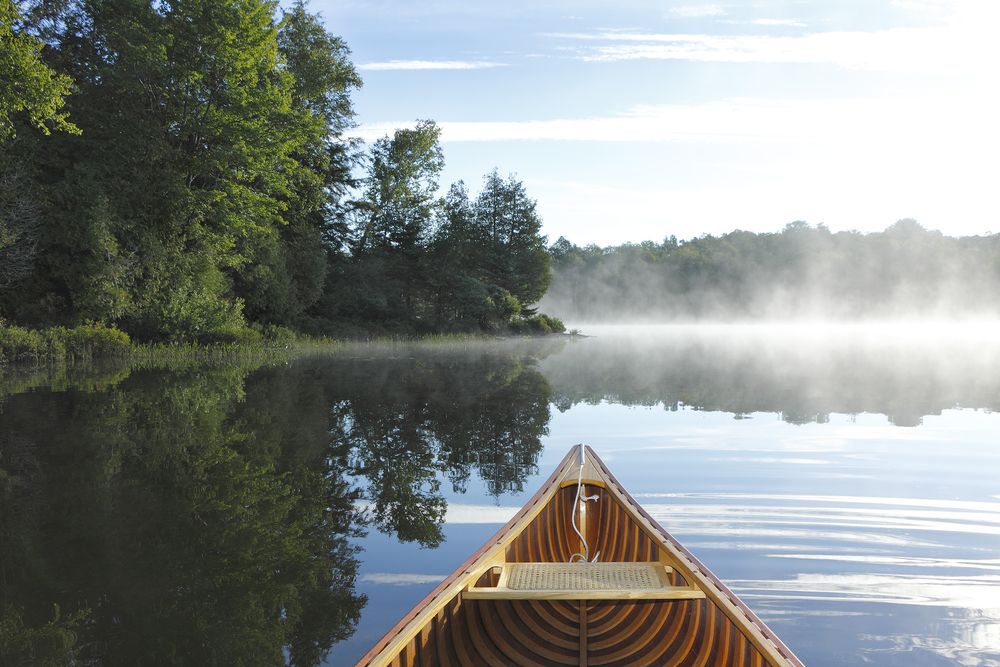 a-canoe-on-the-lake-haliburton-ontario