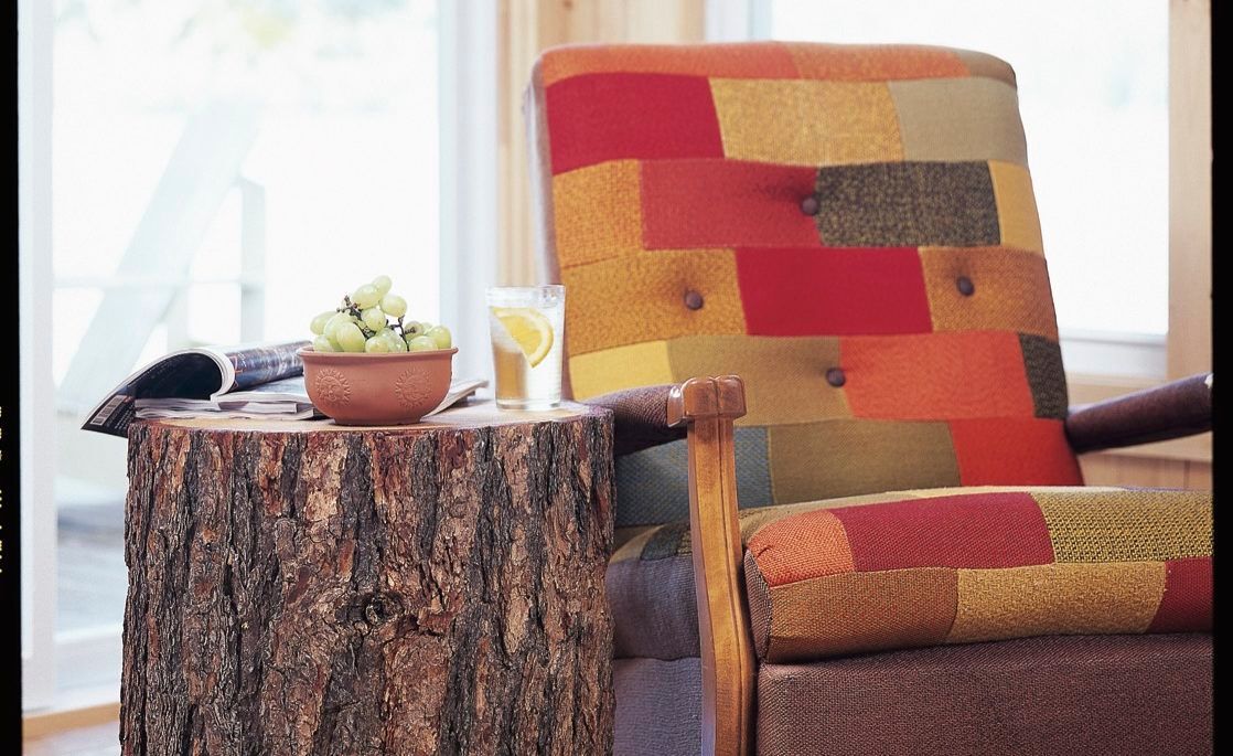 Side table made from a log