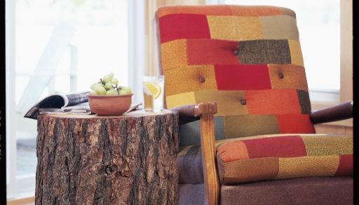 Side table made from a log