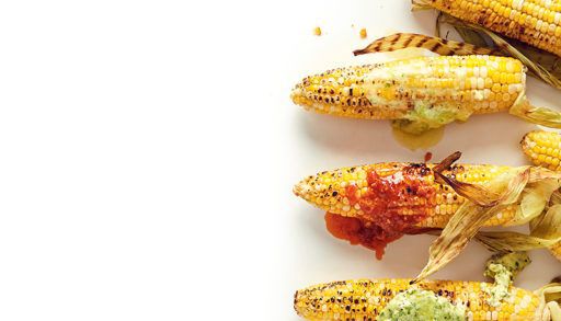 Corn on the cob with compound butters
