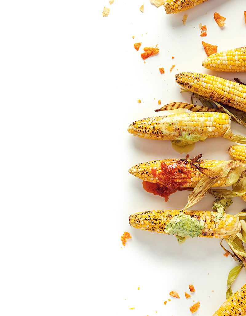 Corn on the cob with compound butters