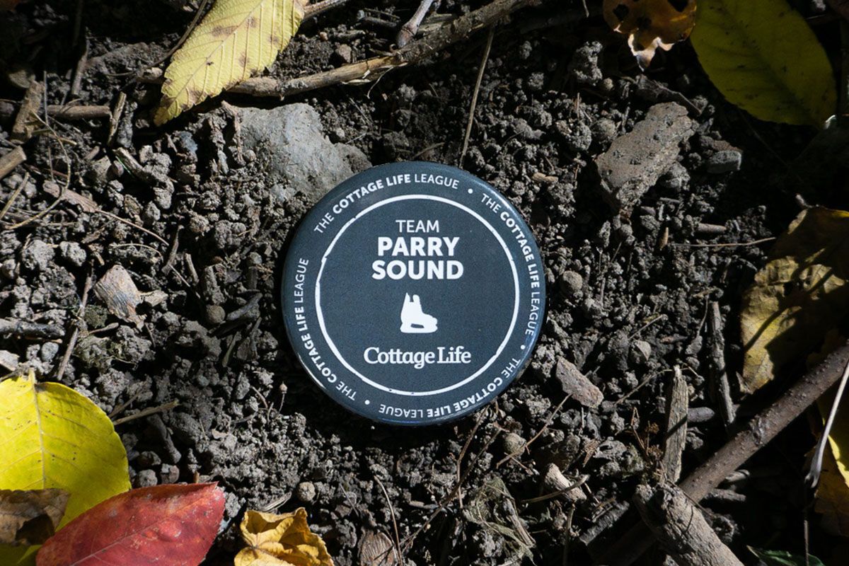 a button with Parry Sound on it