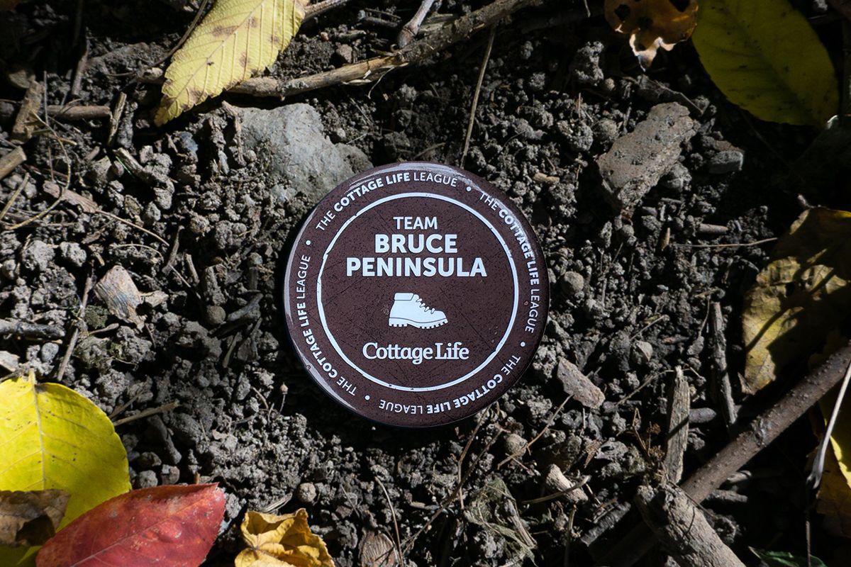 a button with the name Bruce Peninsula