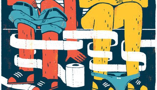 duo sitting on a toilet