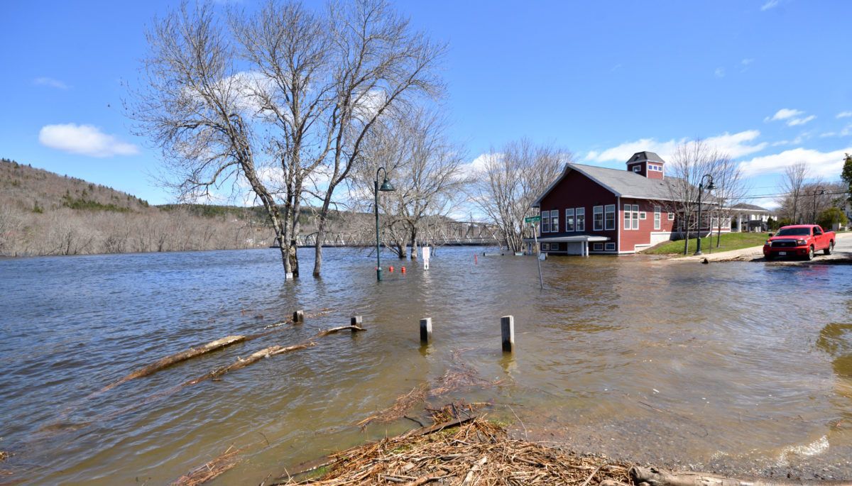 Hampton, New Brunswick / Canada - May 5 2018: Flooding at the Lighthouse River Center Hampton, New Brunswick Canada