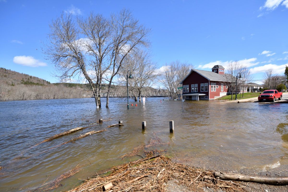 Hampton, New Brunswick / Canada - May 5 2018: Flooding at the Lighthouse River Center Hampton, New Brunswick Canada