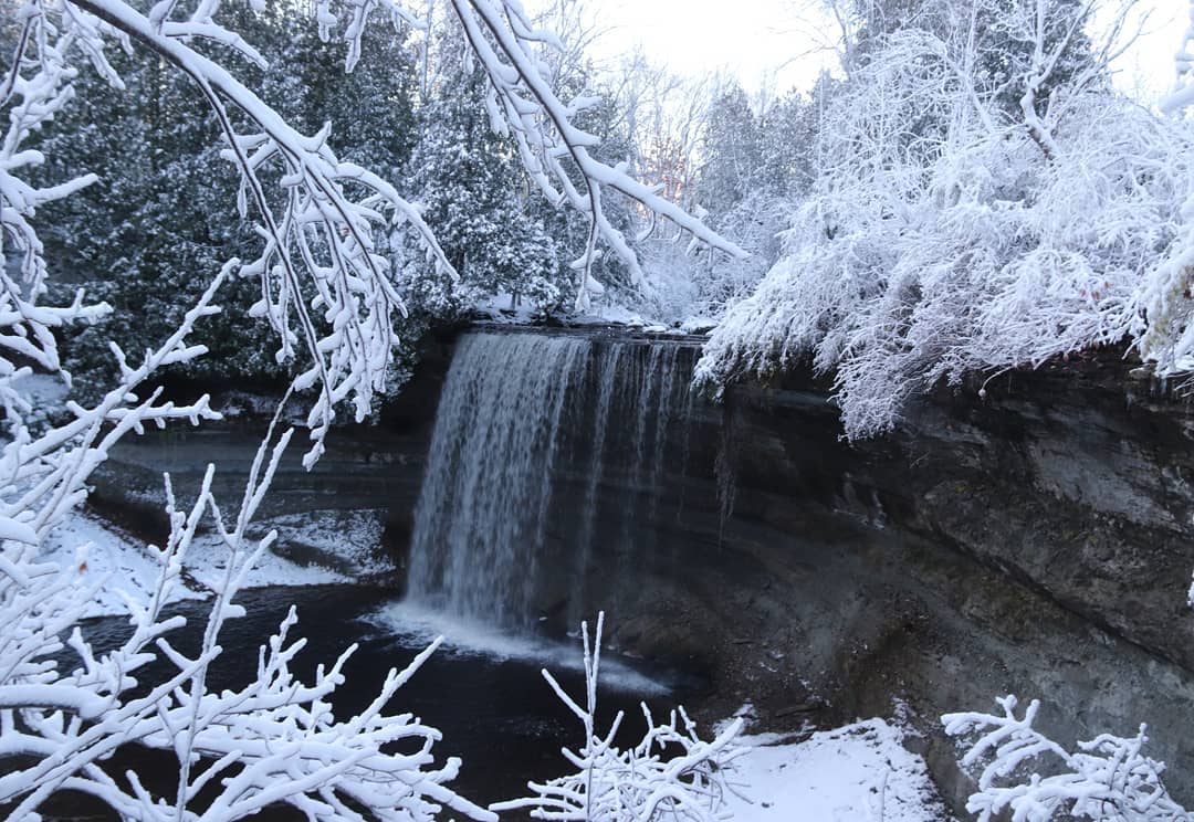 icy winter waterfall