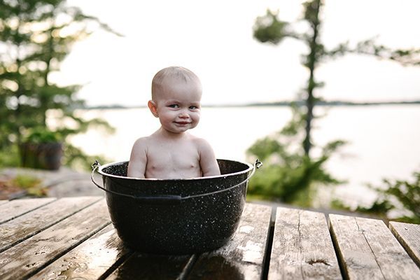 cottage babies love chilling in buckets