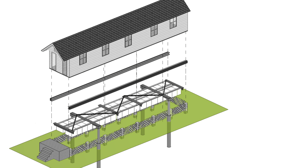 Floating building diagram