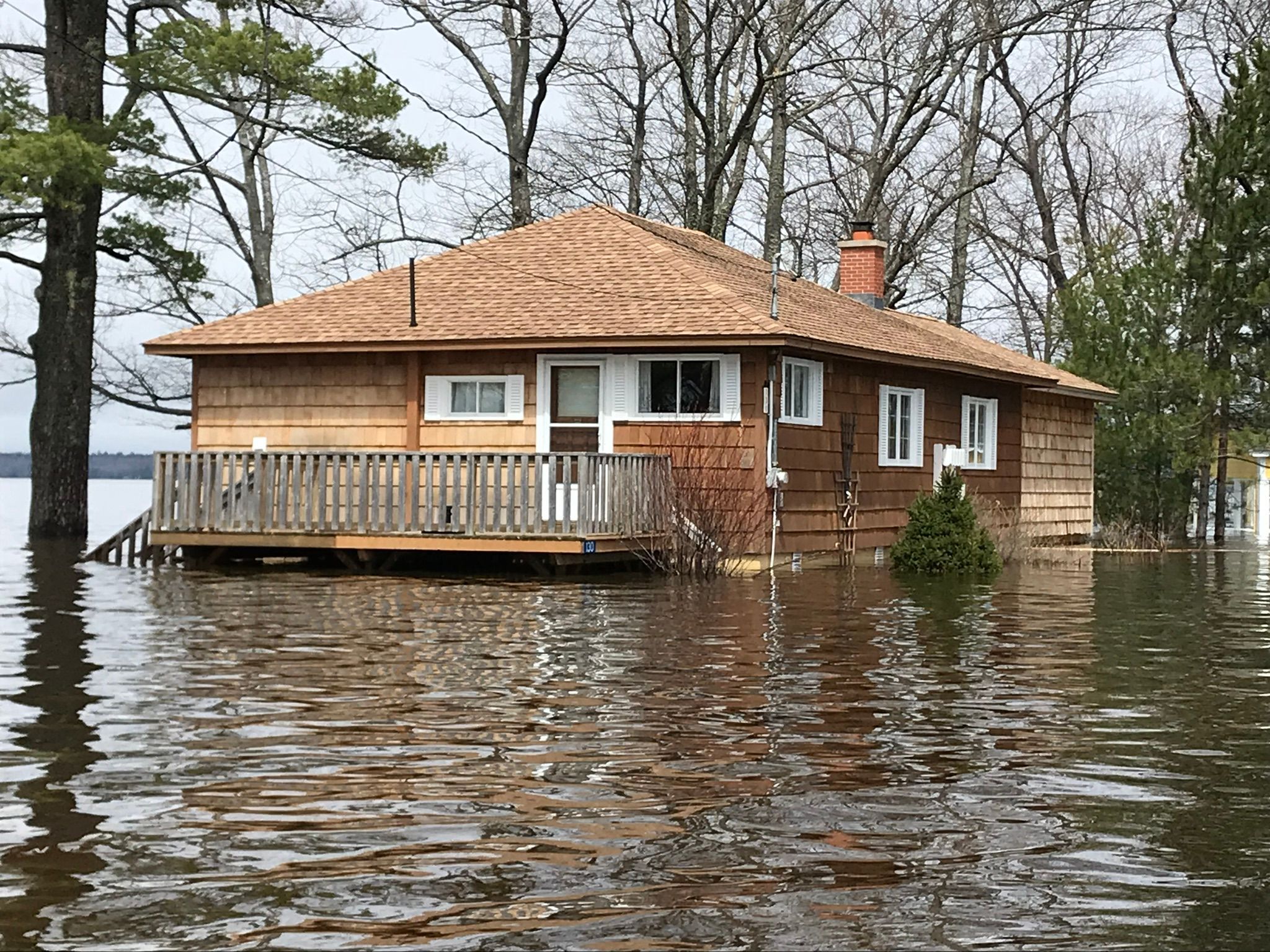 cottage during a flood
