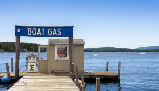 A lakeside boat gas station