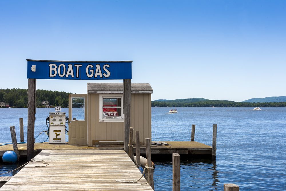 A lakeside boat gas station