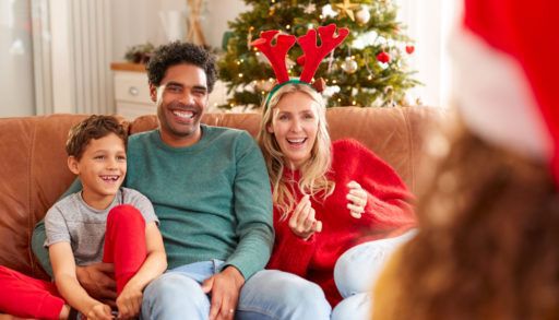 family playing games on the holidays