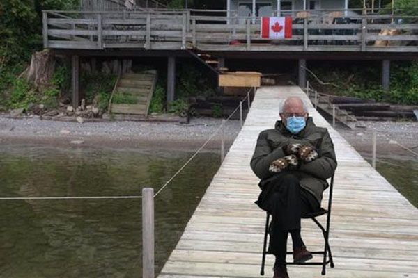 Bernie Sanders on the dock