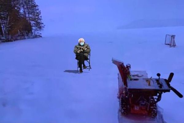 Bernie Sanders on the lake