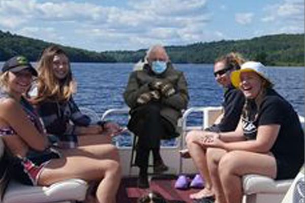 Bernie Sanders on a boat