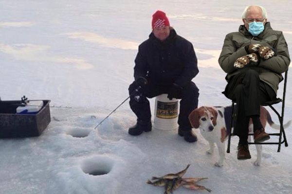 Bernie Sanders ice fishing