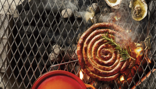 a sausage coil on a grill