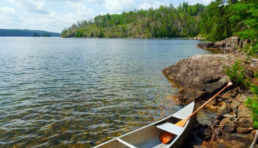Canoe on Knife Lake in Quetico Provincial Park