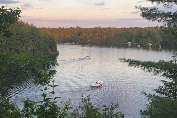 balcony view at cottage in Crystal Lake