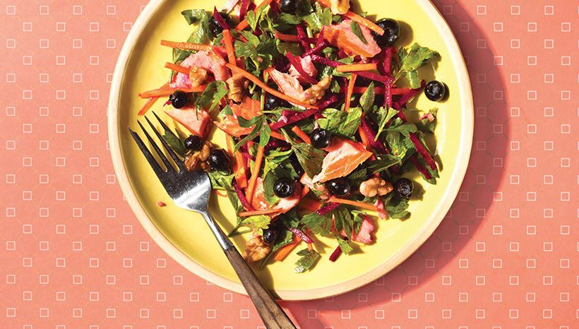 Carrot, beet, parsley, and smoked trout salad