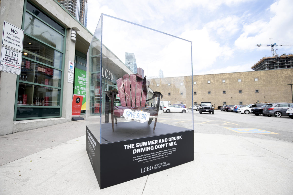 Muskoka chair made from car scraps at LCBO