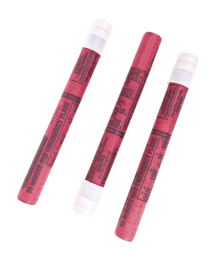 Three emergency road flares. Isolated. White background. Horizontal. emergencies