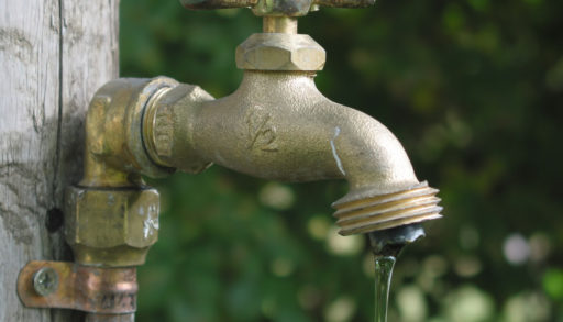 A leaky garden faucet, yard