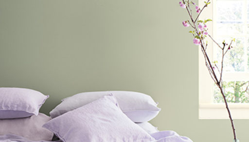 silver-green paint in room, colour of the year