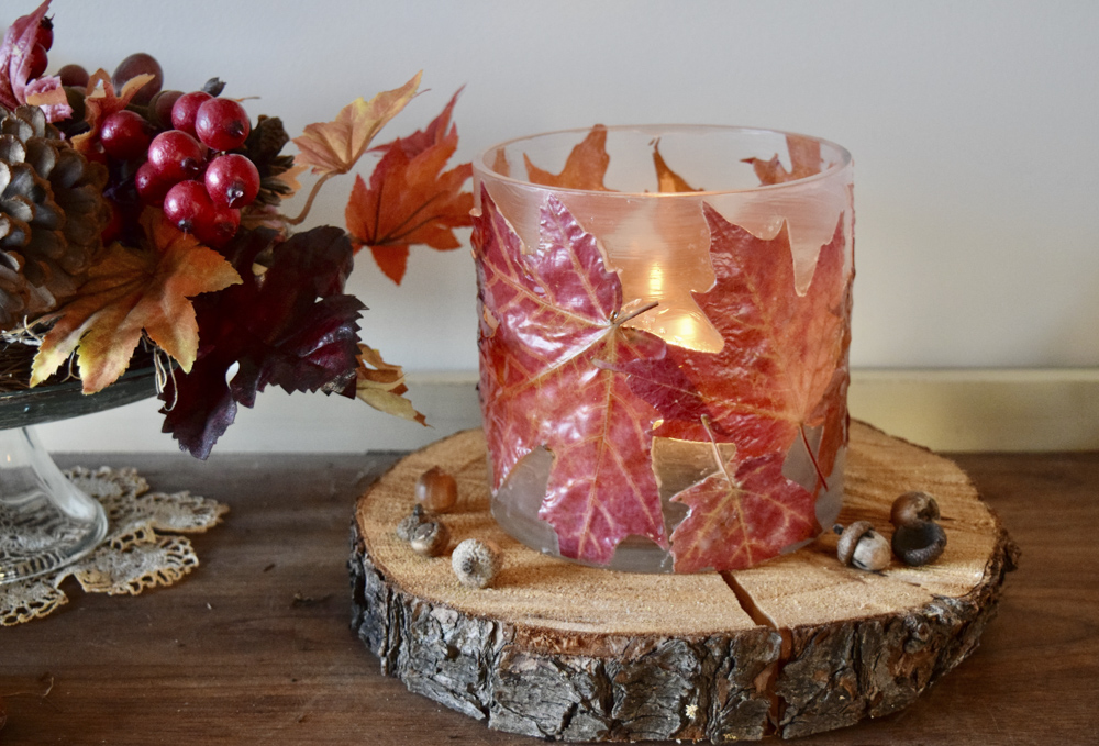 fall leaf candle holder