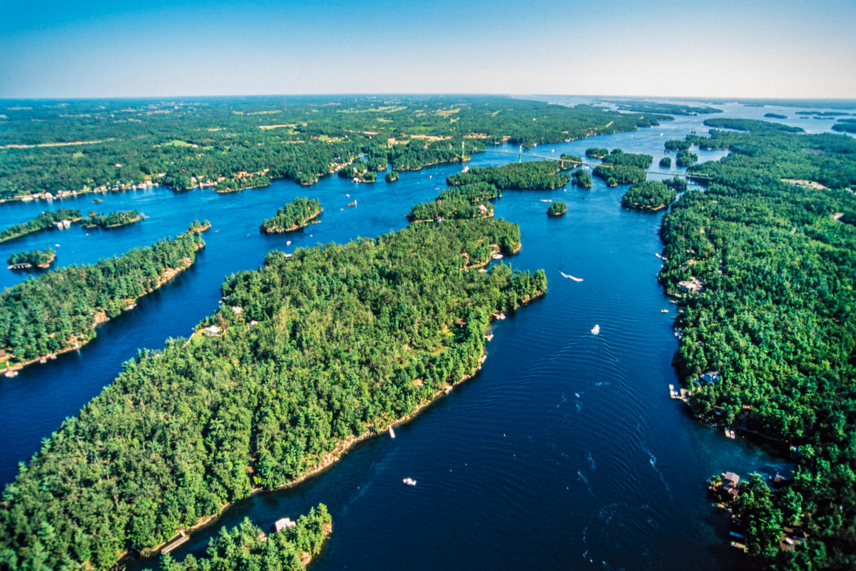 Aerial image of Thousand Islands.