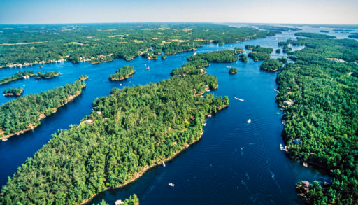 Aerial image of Thousand Islands.
