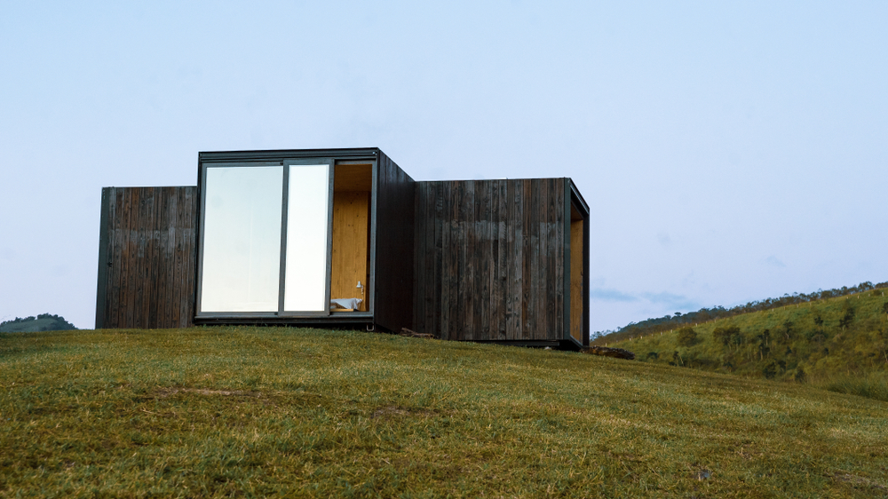 A modern wooden cabin
