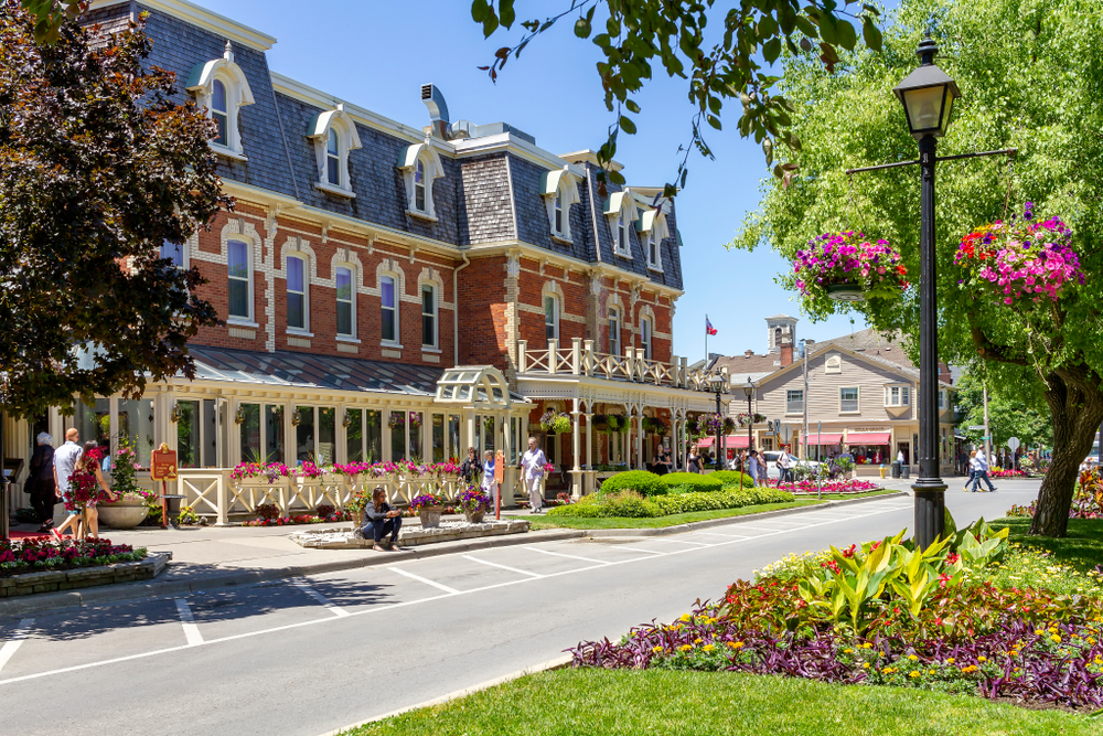 Niagara on the lake, Ontario - June 14, 2018: The Historic Prince of Wales Hotel in Niagara On The Lake, Ontario, Canada is a three storey hotel with 100 rooms and was built in 1864. ontario town