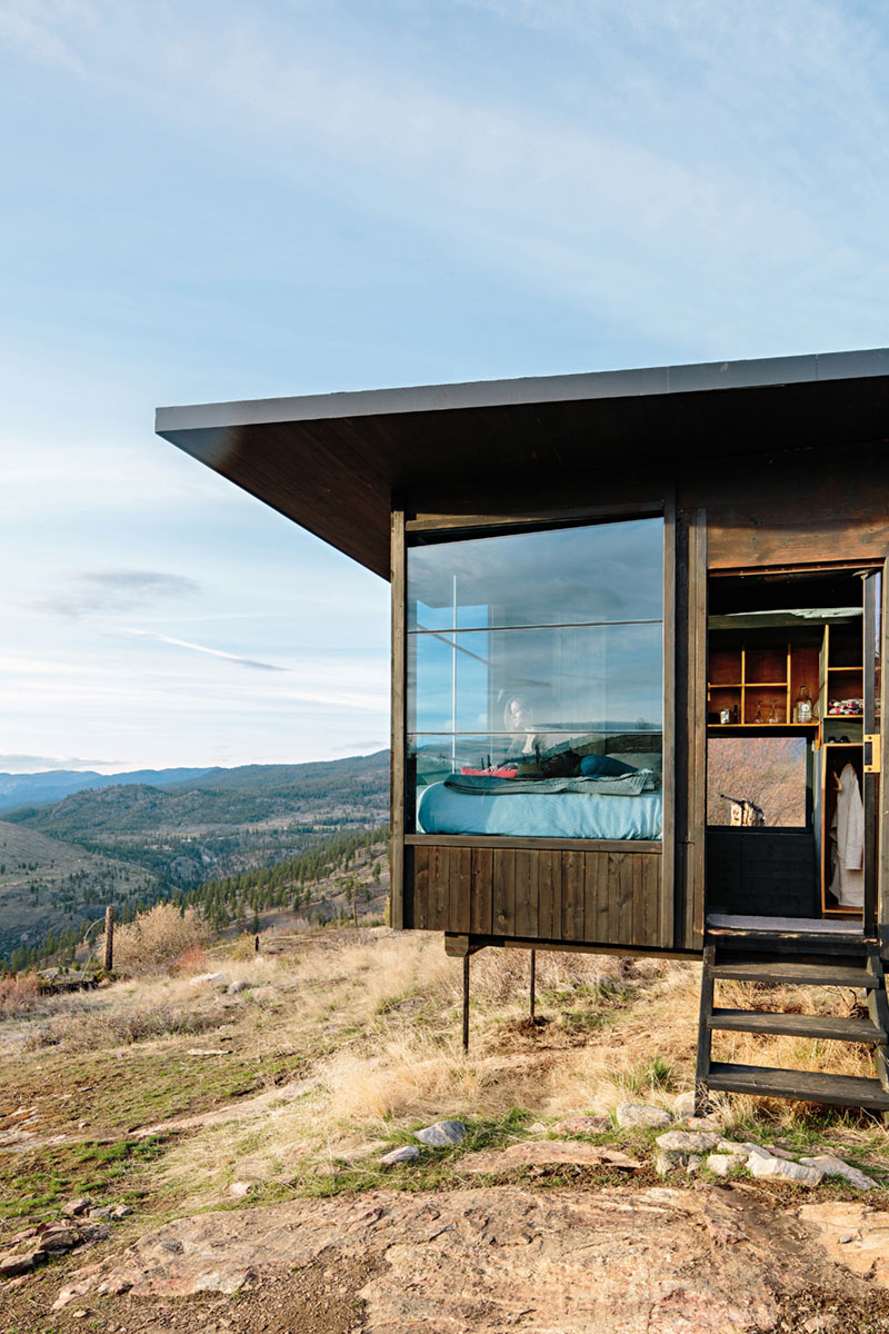 Looking inside Rumspringa tiny cabin on scorched Okanagan property