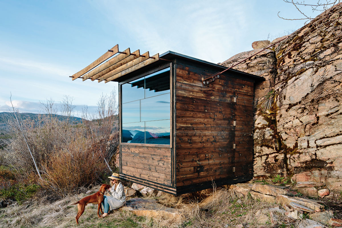 The Shire tiny cabin suspended from the rock