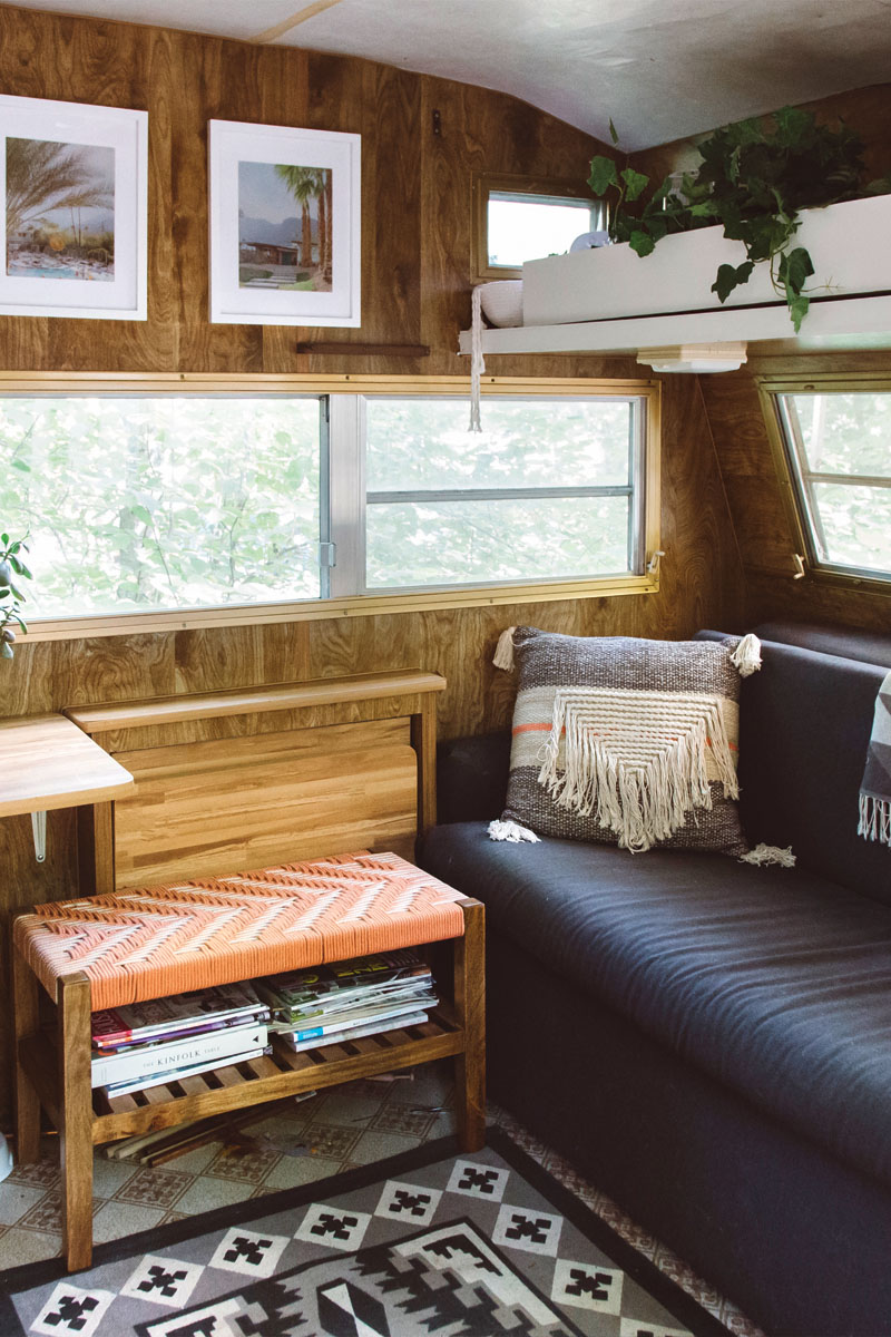 interior living room of Carey Shaw's trailer