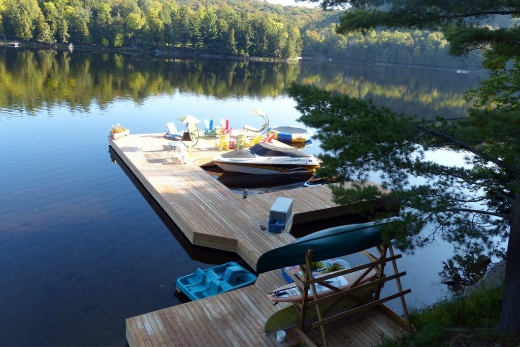 Floating dock with boat