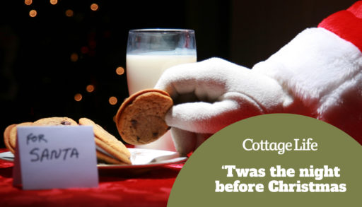 Santa Claus enjoys Cookies and Milk on Christmas Eve