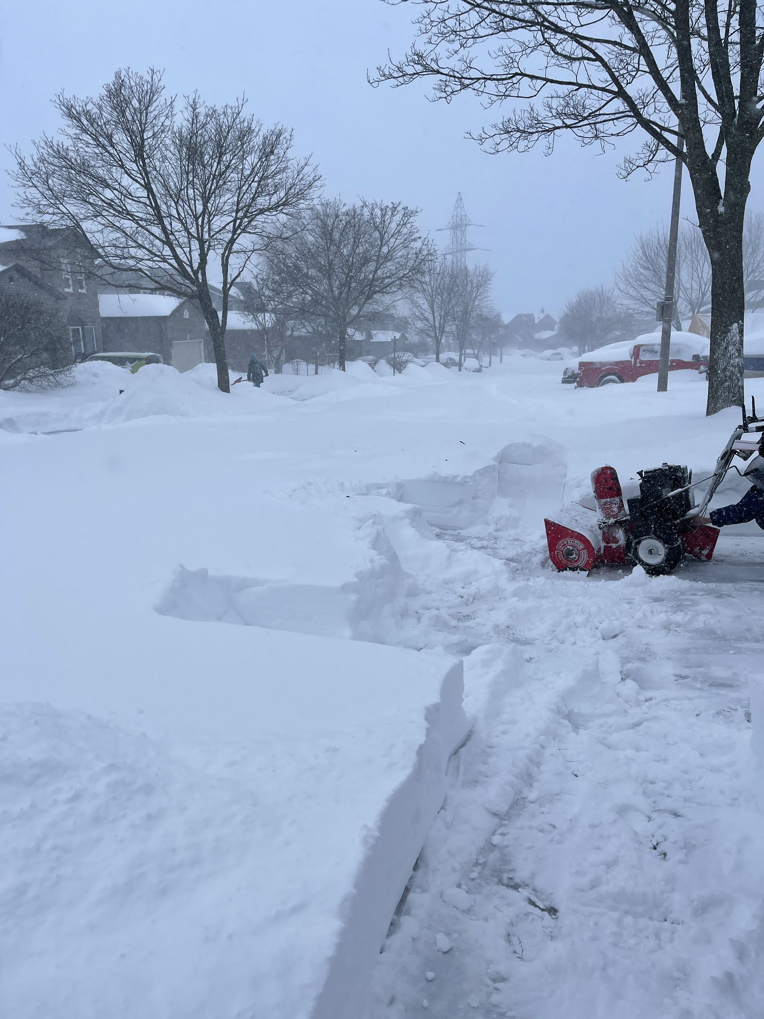 Snowblower blowing snow