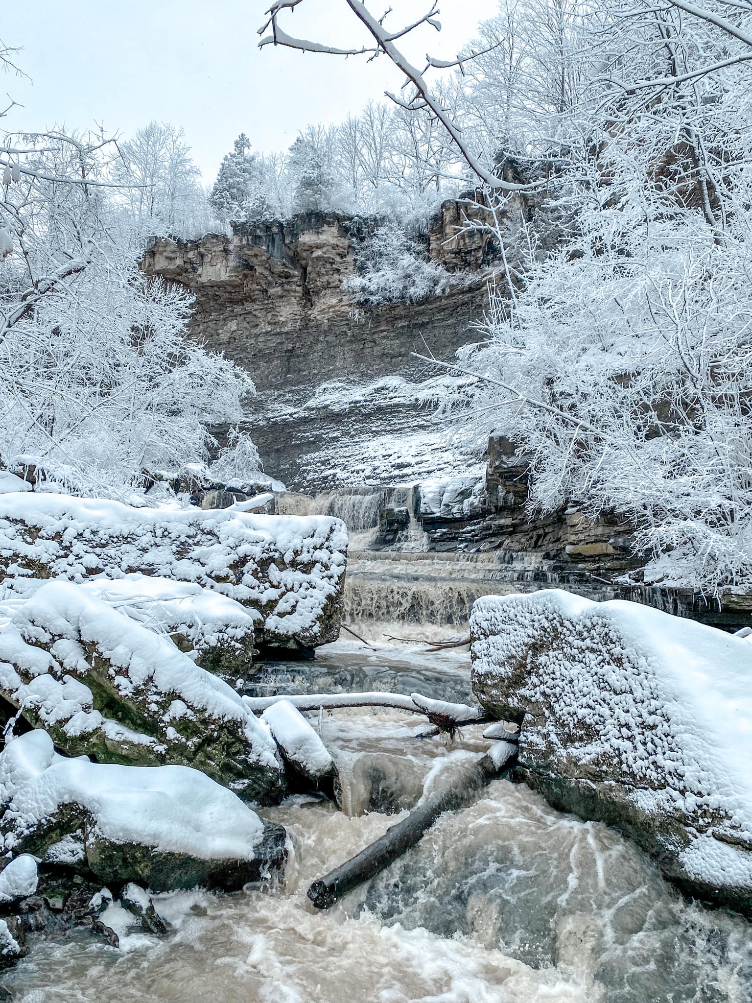Hiking trail covered in snow