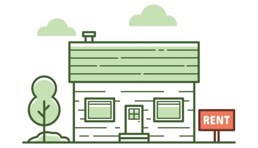 Cabin or cottage for rent illustration isolated on white background