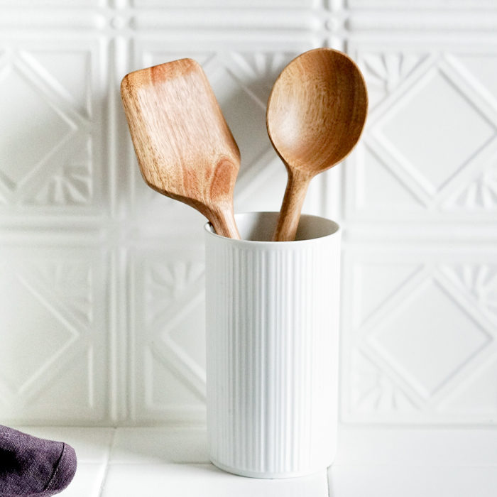 wooden utensils in a holder