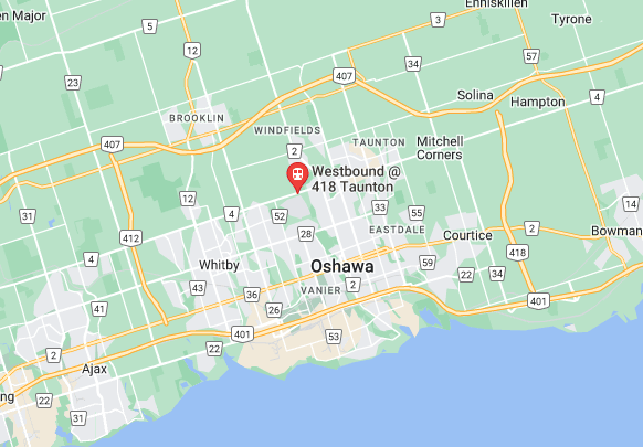 Aerial map showing Highway 412 and Highway 418