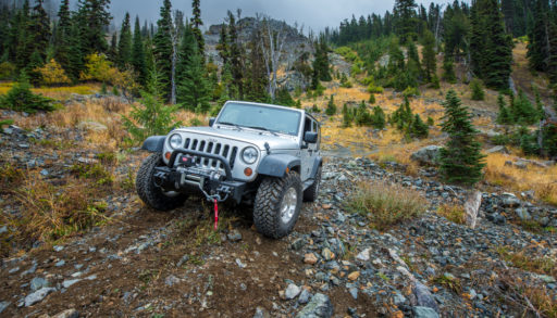Jeep climbing a hill