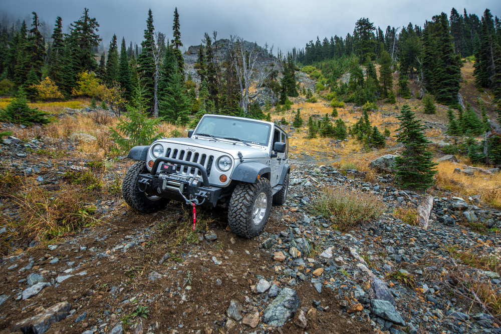 Jeep climbing a hill