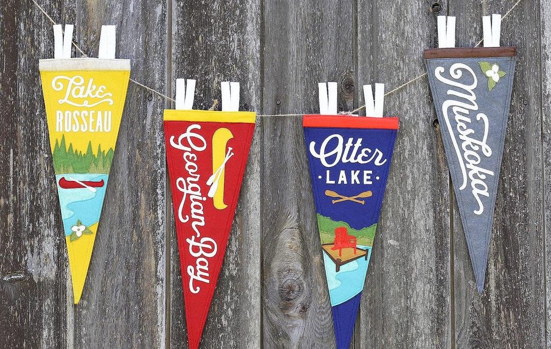 Lake pennants hanging